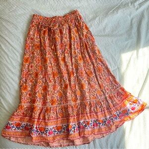 Rachel Zoe tiered floral print Linen Blend skirt XS
